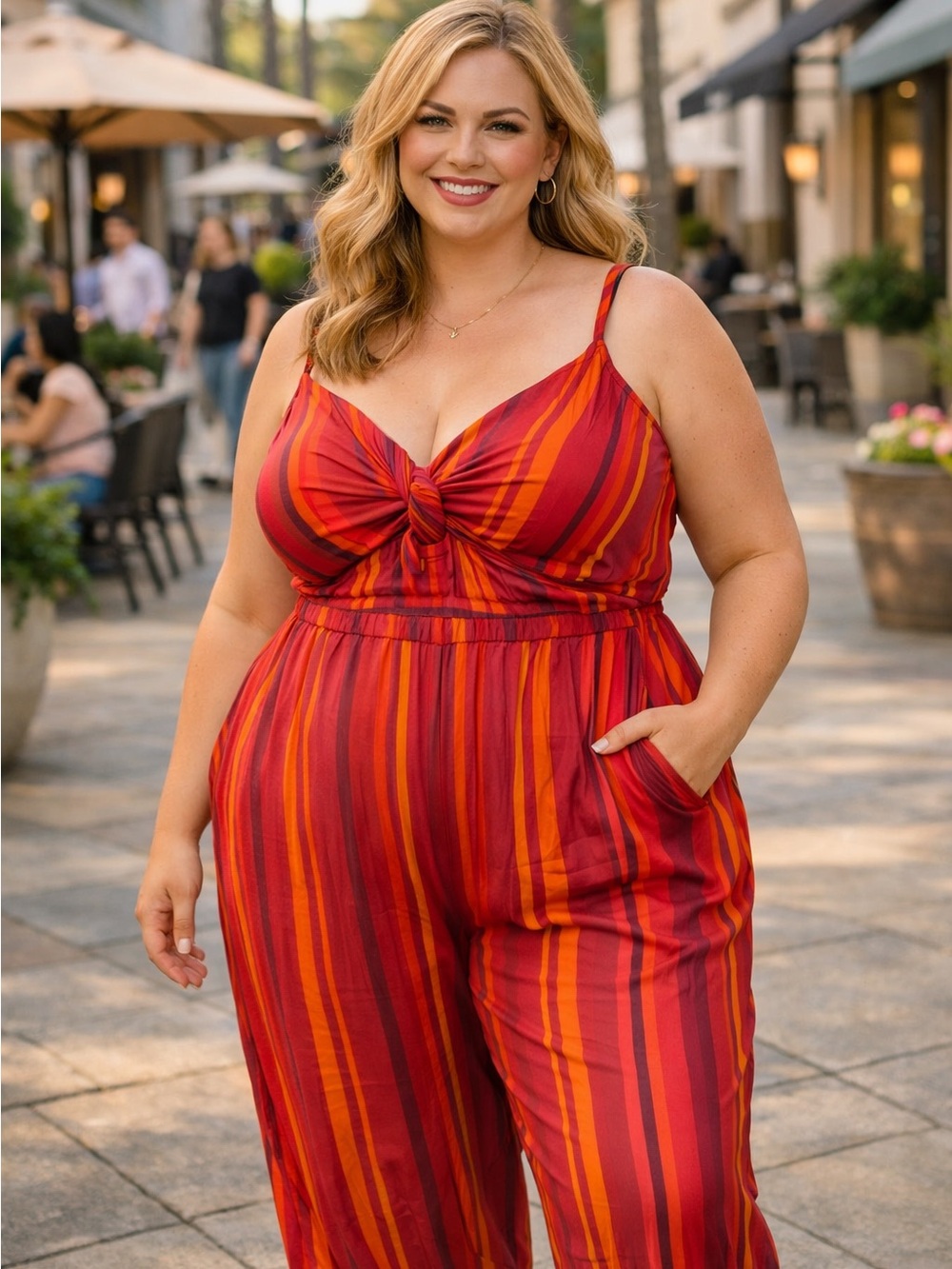 Striped Red & Orange jumpsuit